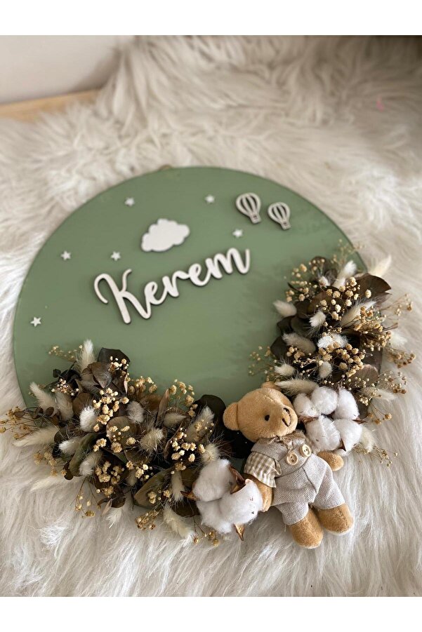 Pırıltılı Dizaynlar Yeşil Ayıcıklı Kapı Süsü