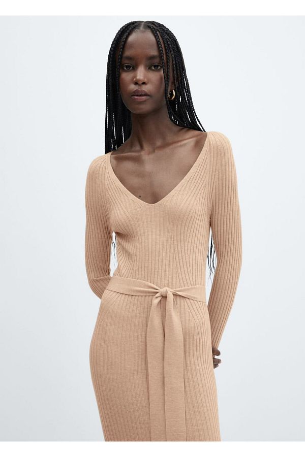 MANGO Woman-Tailliertes Midi-Webkleid 1