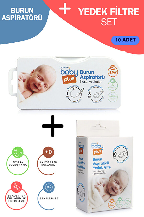 Baby Plus Bebek Nazal Burun Aspiratörü - Yedek Uç Aspiratör Filtresi 10 Adet / Burun Aspiratörü / Yedek Uç