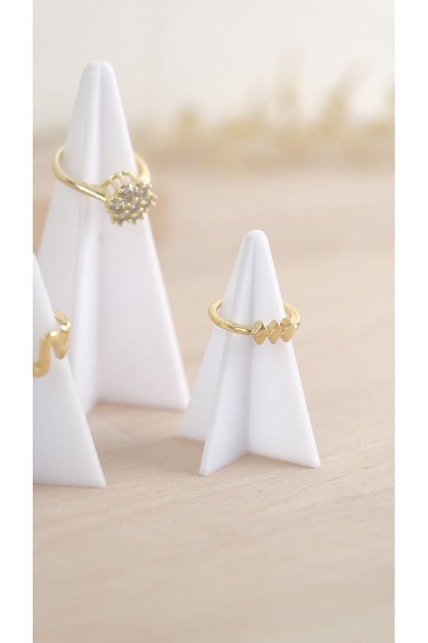 Kpleksi Plexi white pyramid ring 3 Piece Ring Holder Acrylic Stand Plexi Organizer Jewelry Stand Trendyol