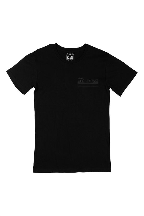 Cix-Kırşehir Drawing Pocket Logo Design Black T-Shirt 1