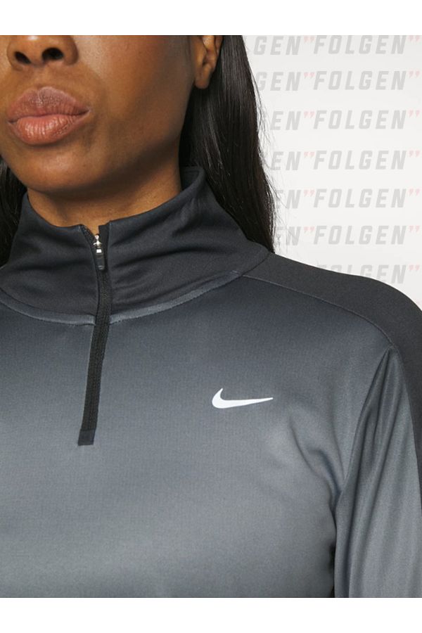 Nike running swoosh half zip top in black on sale