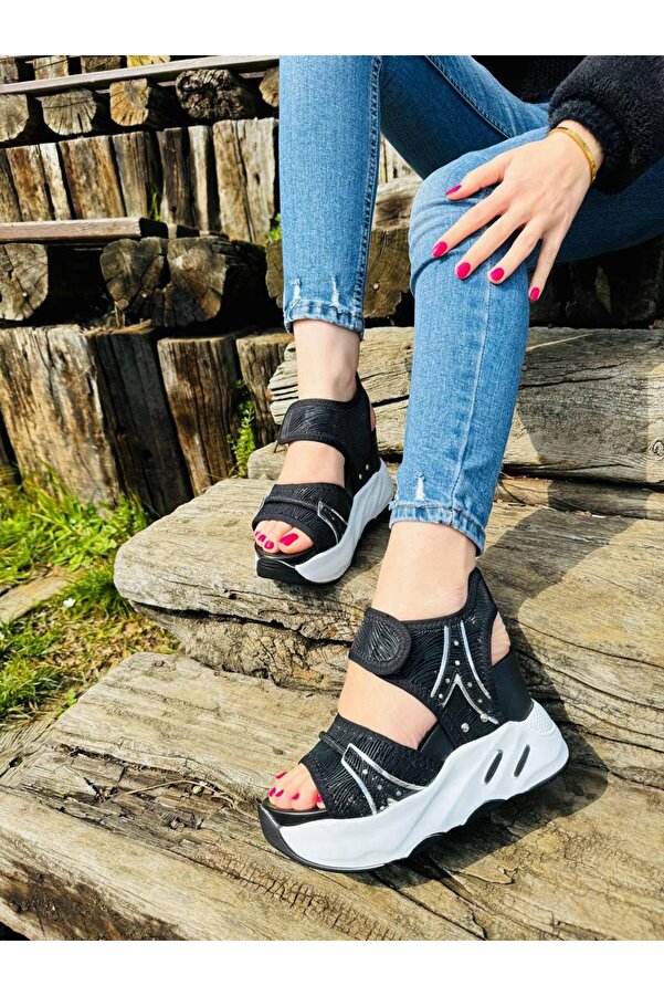 Lady women's high sole sports sandals wedges- Trendyol