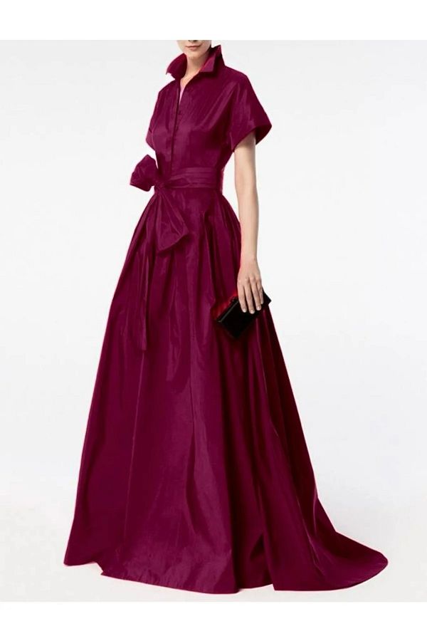 Taffeta silk plain gown hotsell