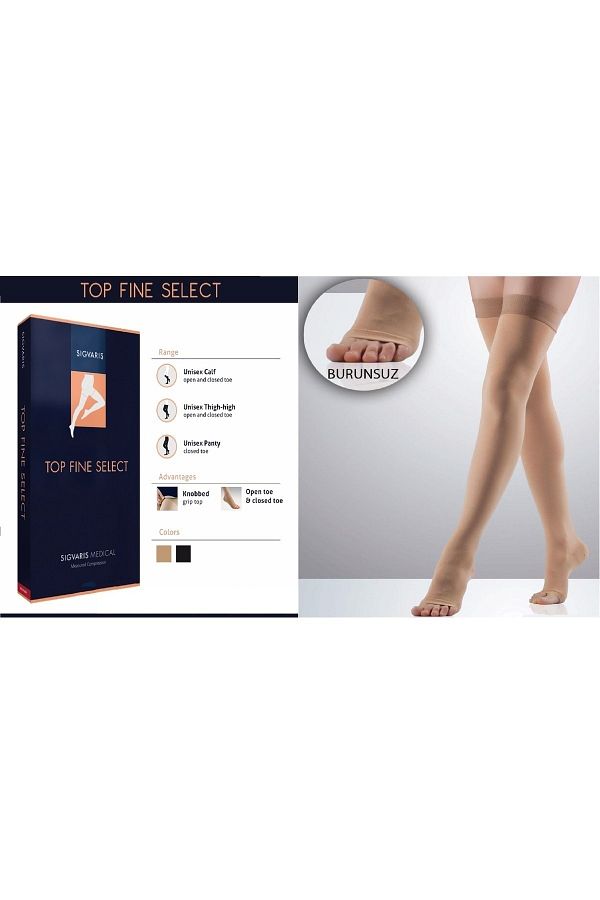Sigvaris-Compression Stocking Tf Select over Knee Medium Pressure Skin Color Open Tip Medium Long 1
