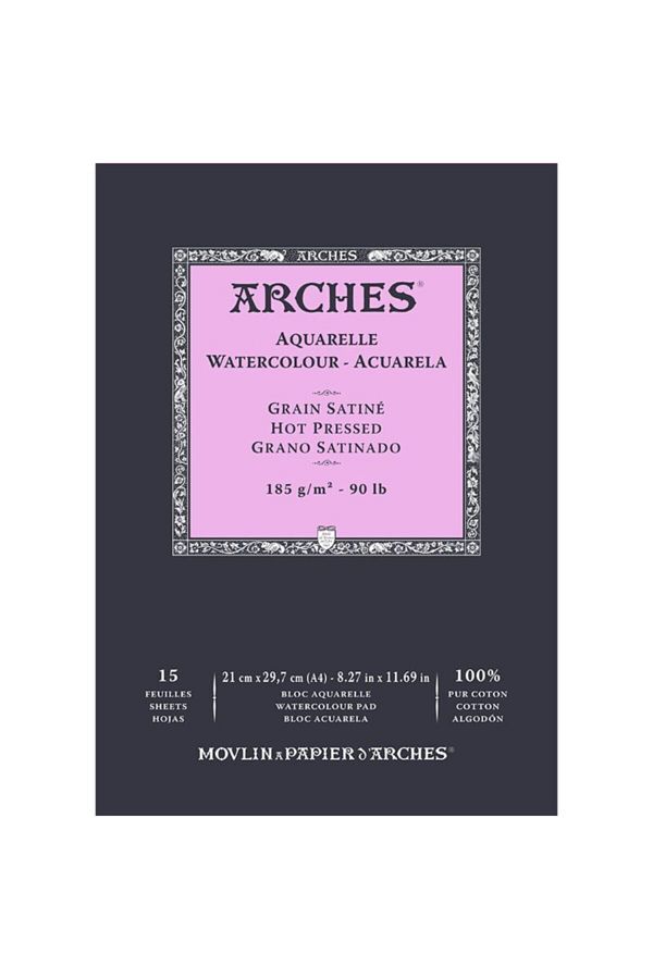 Arches-Water Color Block Notebook Hot Pressed 185g 15 Sheets 21x29.7 1