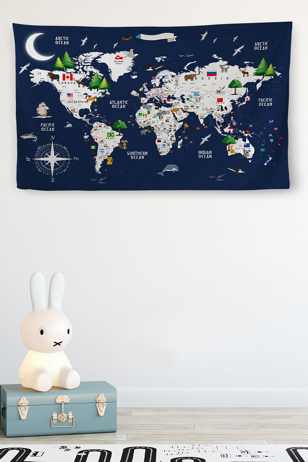 GMZBOX Wall Cloth Children s Room World Map Quality Canvas Wall Tapestry 4044 Trendyol