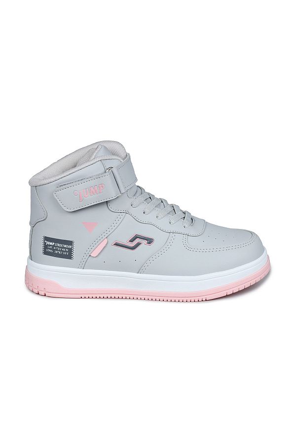 Jump 27835 Velcro High Top Gray - Pink Girl's Sneaker Casual