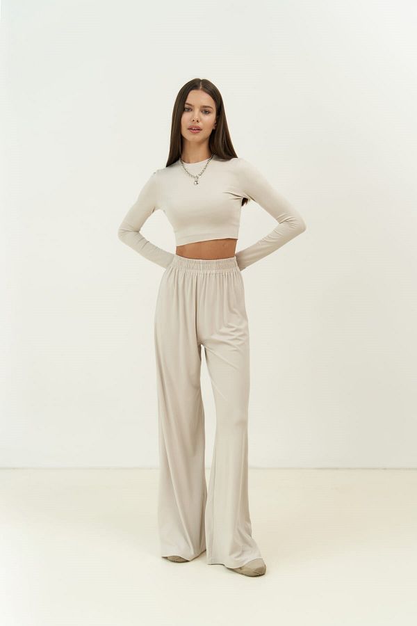 MAİ COLLECTİON-Jany Long Sleeve Stone Crop Trousers Set 1