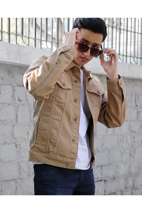 Cuqq Denim Camel Men s Slim Fit Denim Jeans Jacket Trendyol