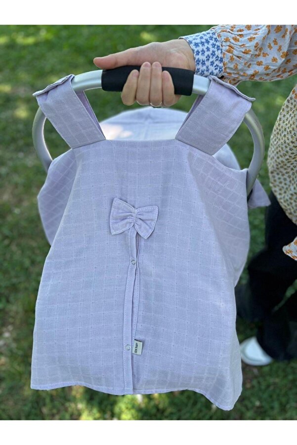 runbaby Run Baby Müslin Kumaş çıt Çıtlı Puset Örtüsü (LİLA) 75x100cm