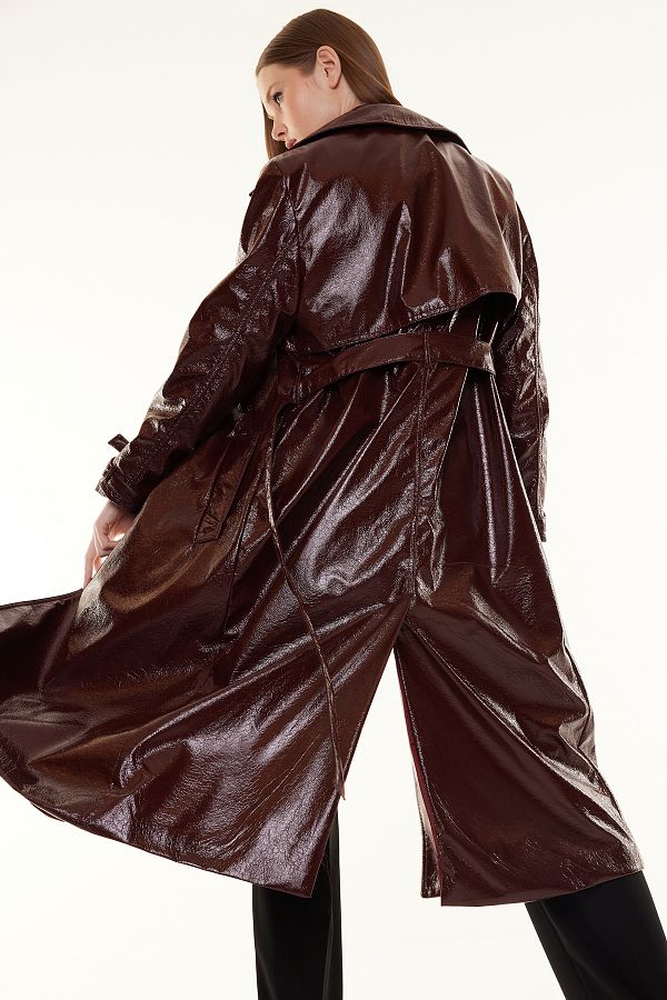 Red patent leather raincoat cheap