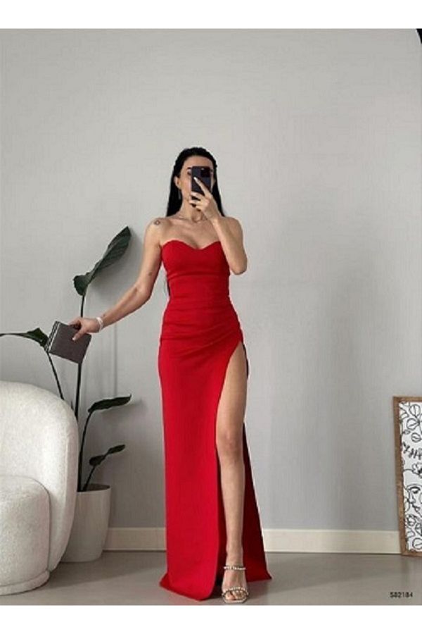 Red straight prom dress online