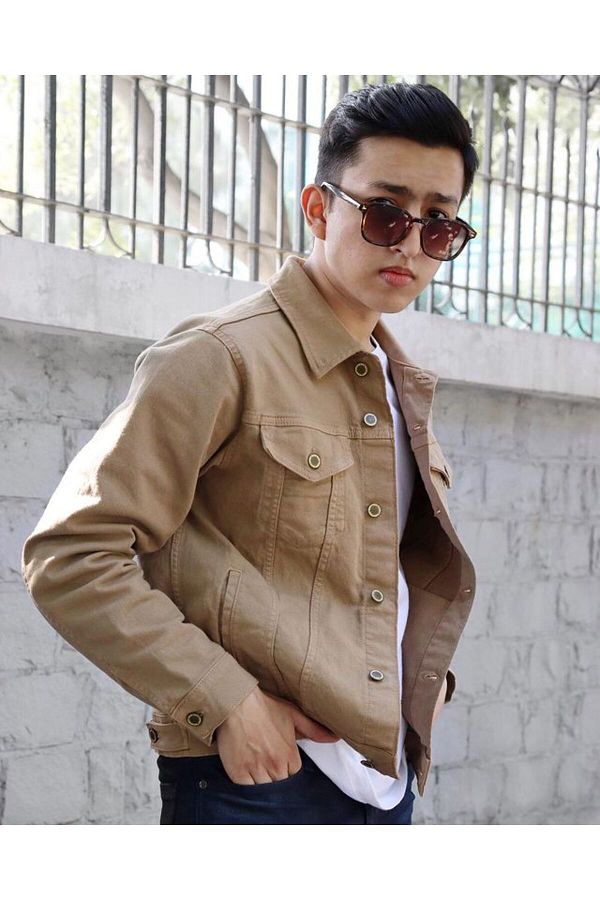 Mens camel denim jacket deals