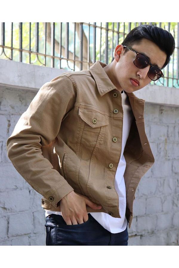 Mens camel denim jacket store
