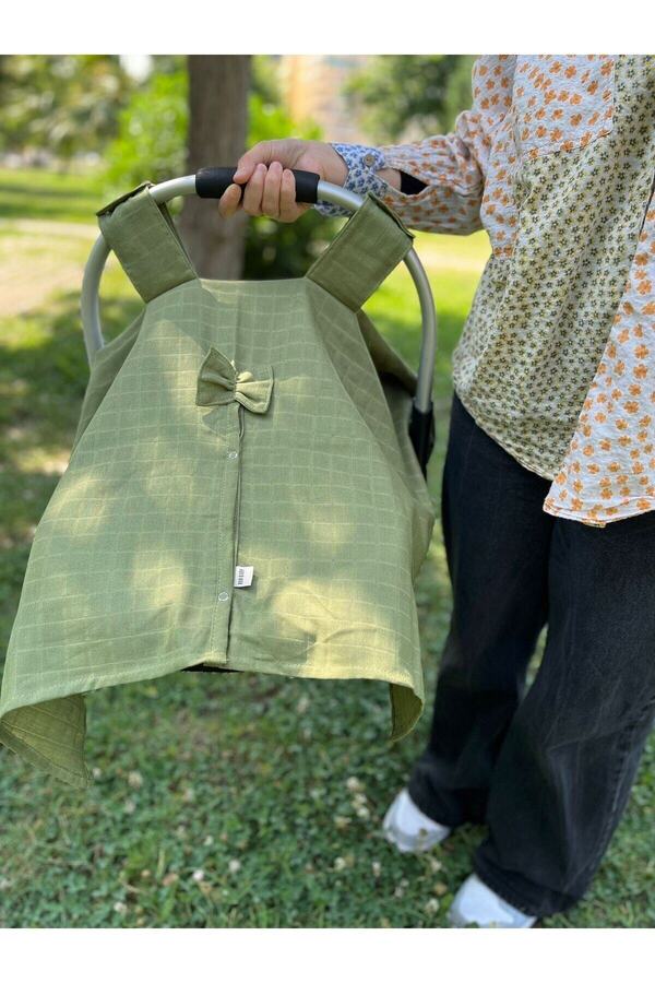 runbaby Run Baby Müslin Kumaş çıt Çıtlı Puset Örtüsü (YEŞİL) 75x100cm