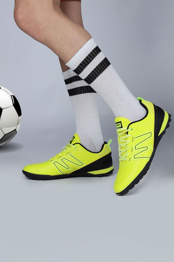 Jump-29112 Pantofi de fotbal cu crampoane Astroturf verde neon 1