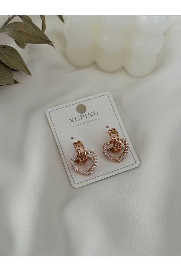 HERCY Xuping Model Rose Gold Plated Heart Earrings Trendyol