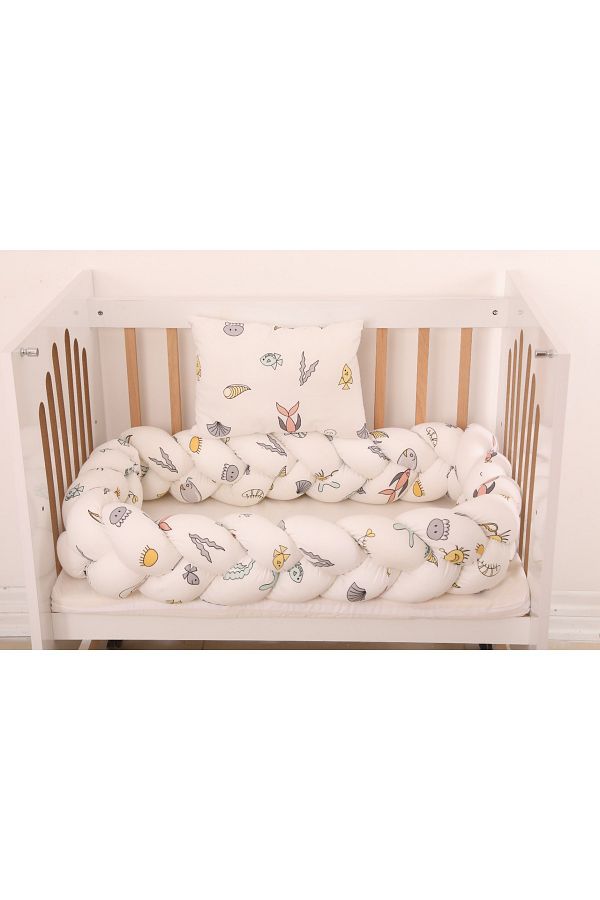 Bebekonfor Knit Protection 2.60 Cm Crib Edge Protection Cloud Pillow Included Trendyol