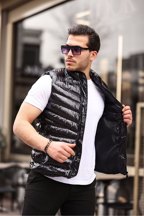 MerStore Men s Black Shiny Puffer Vest Water and Windproof Trendyol