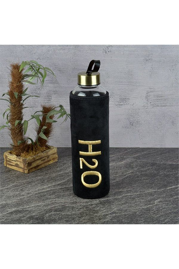Kumsal Mutfak-600 ml H2o Glass flasK with Plush Case 1