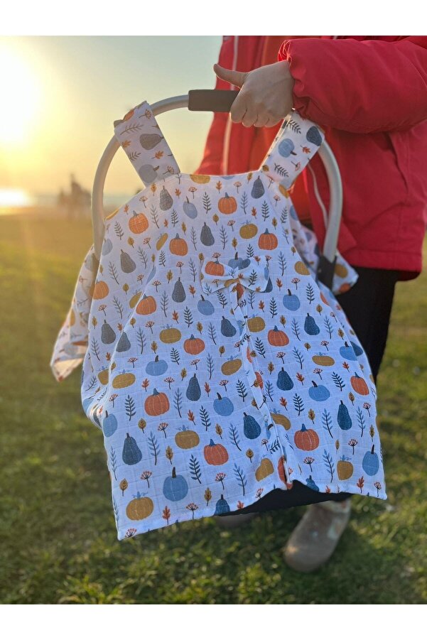 runbaby Run Baby Müslin Kumaş çıt Çıtlı Puset Örtüsü (BALKABAK) 75x100cm