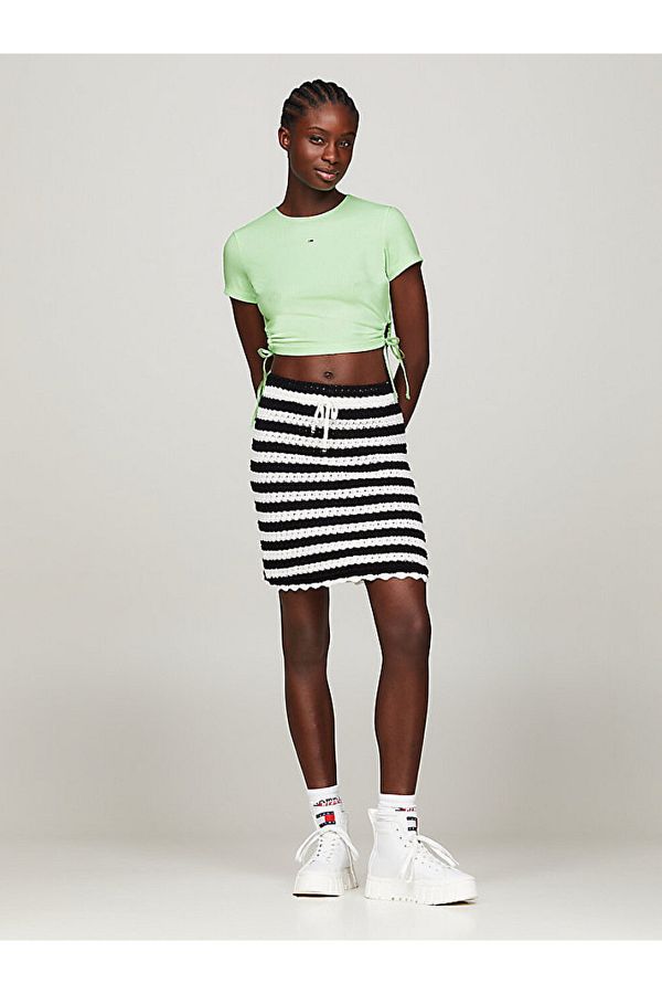 Tommy Hilfiger Gathered Side Rib Knit Crop Top Trendyol