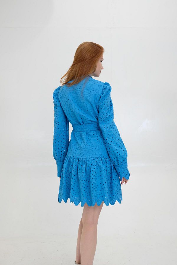 Evri Blue Special Design Stylish Embroidered Dress Trendyol
