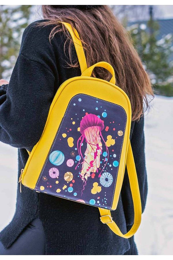 Dogo Women s Vegan Leather Yellow Backpack Jelly Stars Design Trendyol
