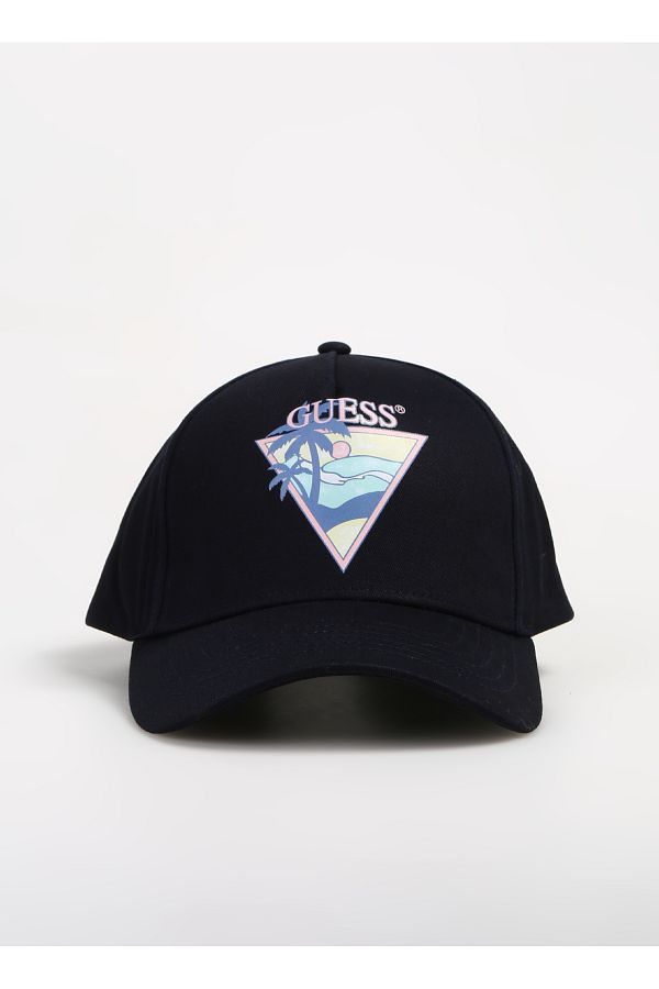 Guess-Navy Blue Men's Hat M4Gz15Wf8V0G7V2 Triangle Palm Baseb 1