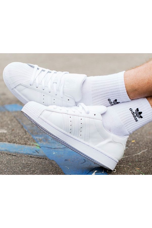 All white superstar sneakers top