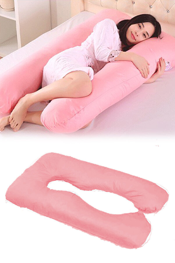 BE ACTİVE Hamile Yastığı 5 Bölge Destekli Hamile Destek Yastığı Emzirme Yastığı Fermuarlı Astarlı Pembe Renk