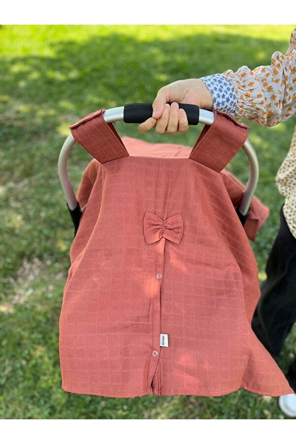 runbaby Run Baby Müslin Kumaş çıt Çıtlı Puset Örtüsü (KİREMİT) 75x100cm