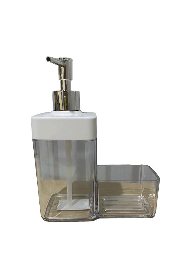 LİGHT HOUSE-Chrome Liquid Soap Dispenser with Sponge Container 1