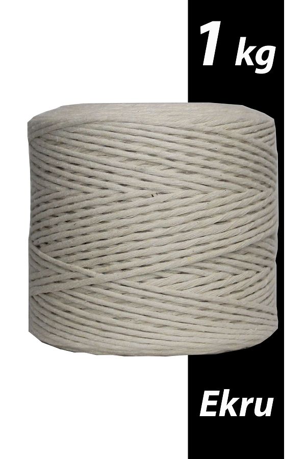 Bevella Macrame Cord-Macrame Rope Ecru Color 1 kg 3 mm Single Twist Scannable Macrame Rope 1