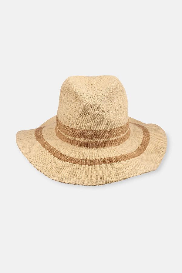 Dagi-Straw Ecru Line Patterned Hat 1