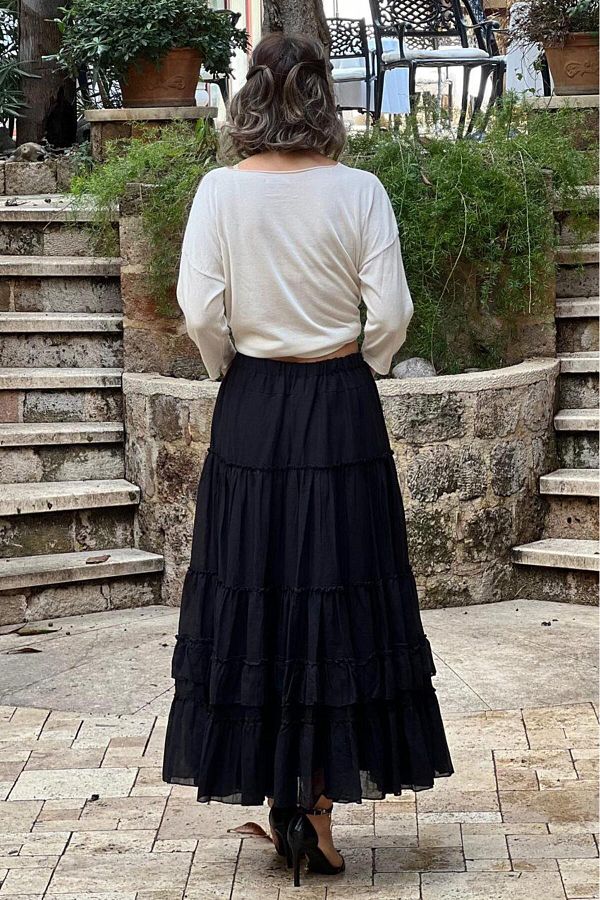 Nevin Kaya Moda Black Spanish Skirt Trendyol
