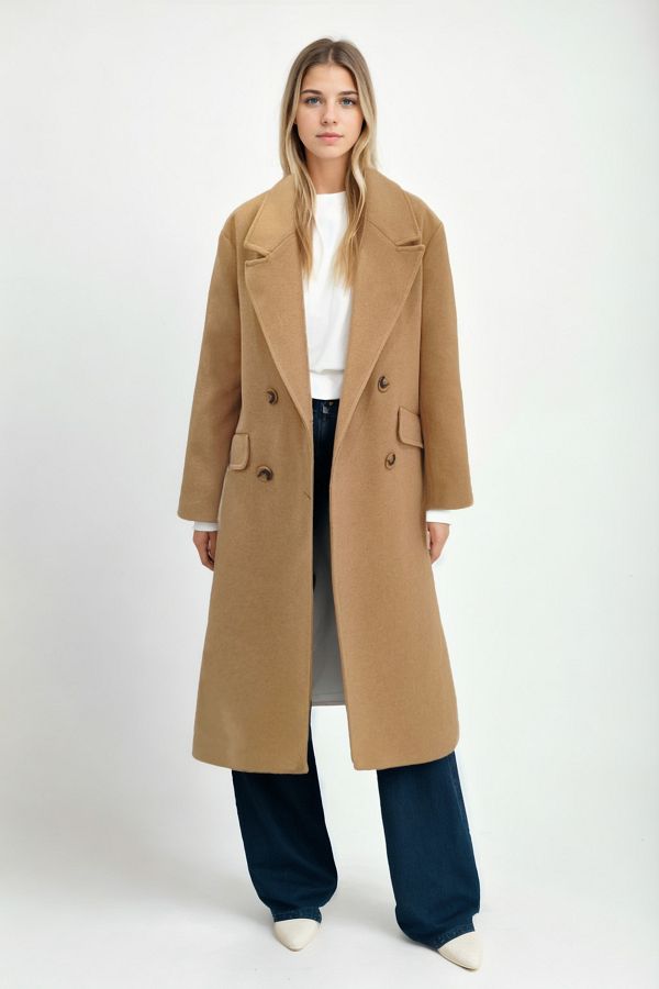 Vitrin Off Shoulder Long Coat Trendyol