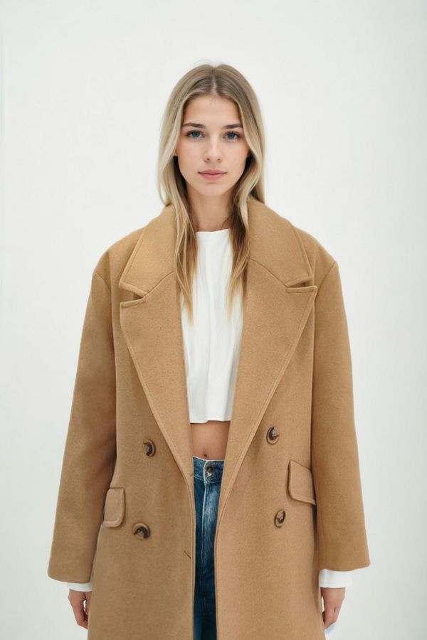 Vitrin Off Shoulder Long Coat Trendyol