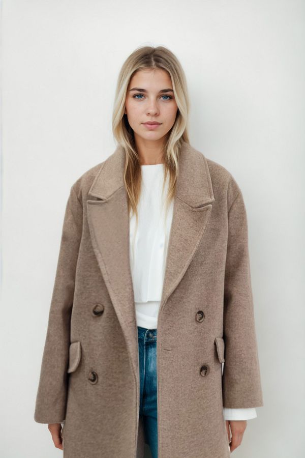 Vitrin Off Shoulder Long Coat Trendyol