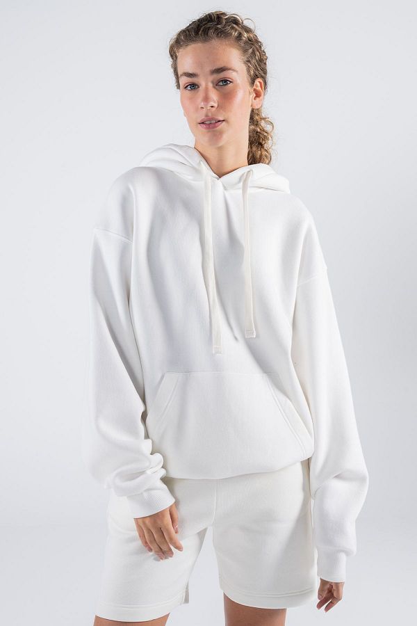 Friday Offset Agar Women s Off White Kangaroo Pocket Hooded Oversize Hoodie Sweatshirt Trendyol