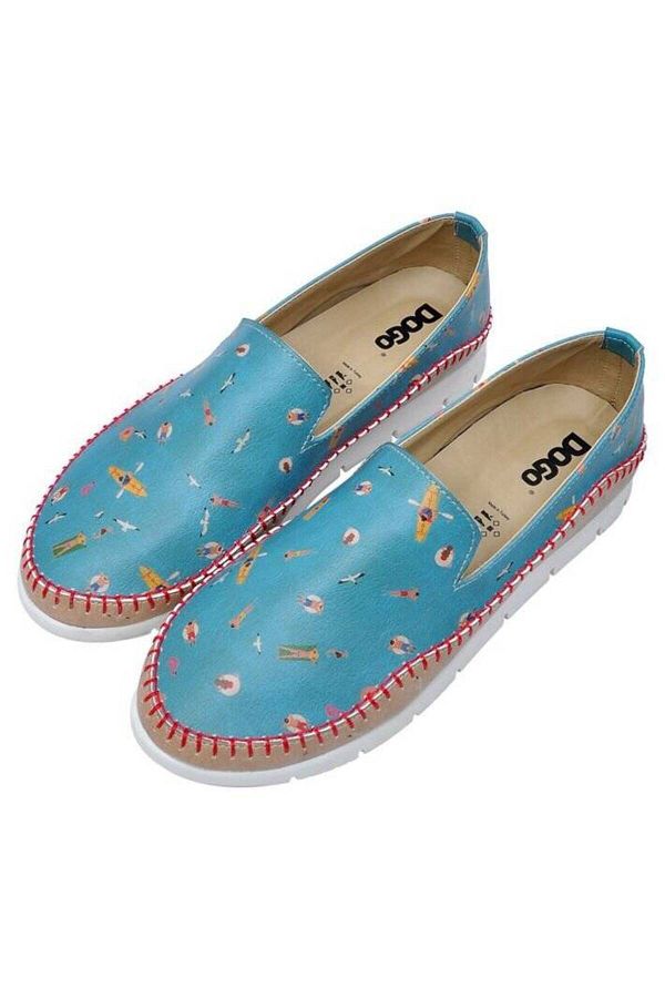 Dogo-Women's Vegan Leather Blue Casual Shoes - Beach Design 1