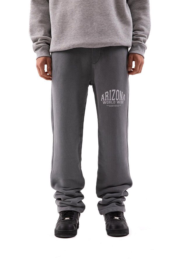 Flaw Wear-500 GSM Premium Gray Printed Acid Wash Sweatpants 1