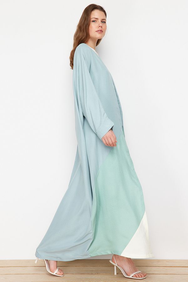 Trendyol Modest-Dlouhá khaki tkaná čepice - Block Patterned Ferace TCTSS24KF00002 1