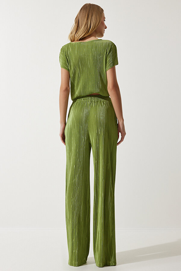 Happiness İstanbul Women's Pistachio Green Pleated Comfortable