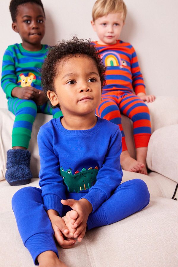 Next Baby Children s Cotton Animal Applique Striped 3 Piece Pajama Set 6 Pieces Trendyol