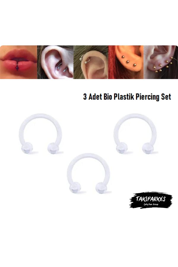 Tak parkxs Anti Allergic Surgical Bio Plast Eyebrow Ear Lip Nose 3 Pieces 8 Mm Septum Piercing Set Trendyol