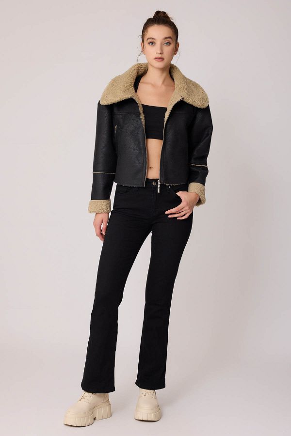 Furry biker jacket online