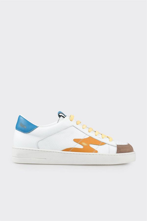 Elle Shoes-Yellow Leather Men's Sports Shoes 1