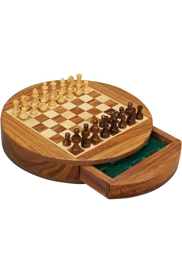 PİRAMİGO-Magnetic Wooden Chess Set Round Shape Chessboard 1